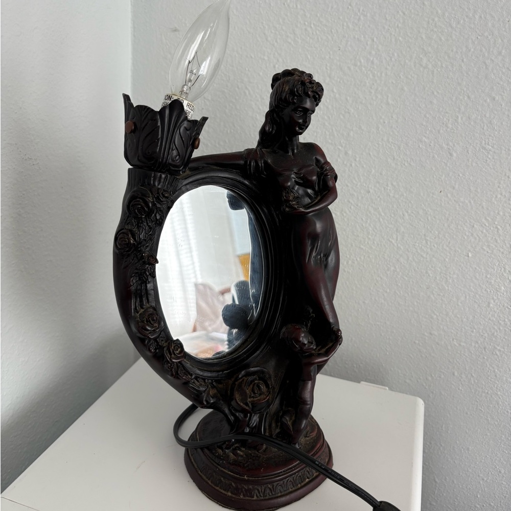 SOLD Vintage Black and Brown Figurine Lamp
